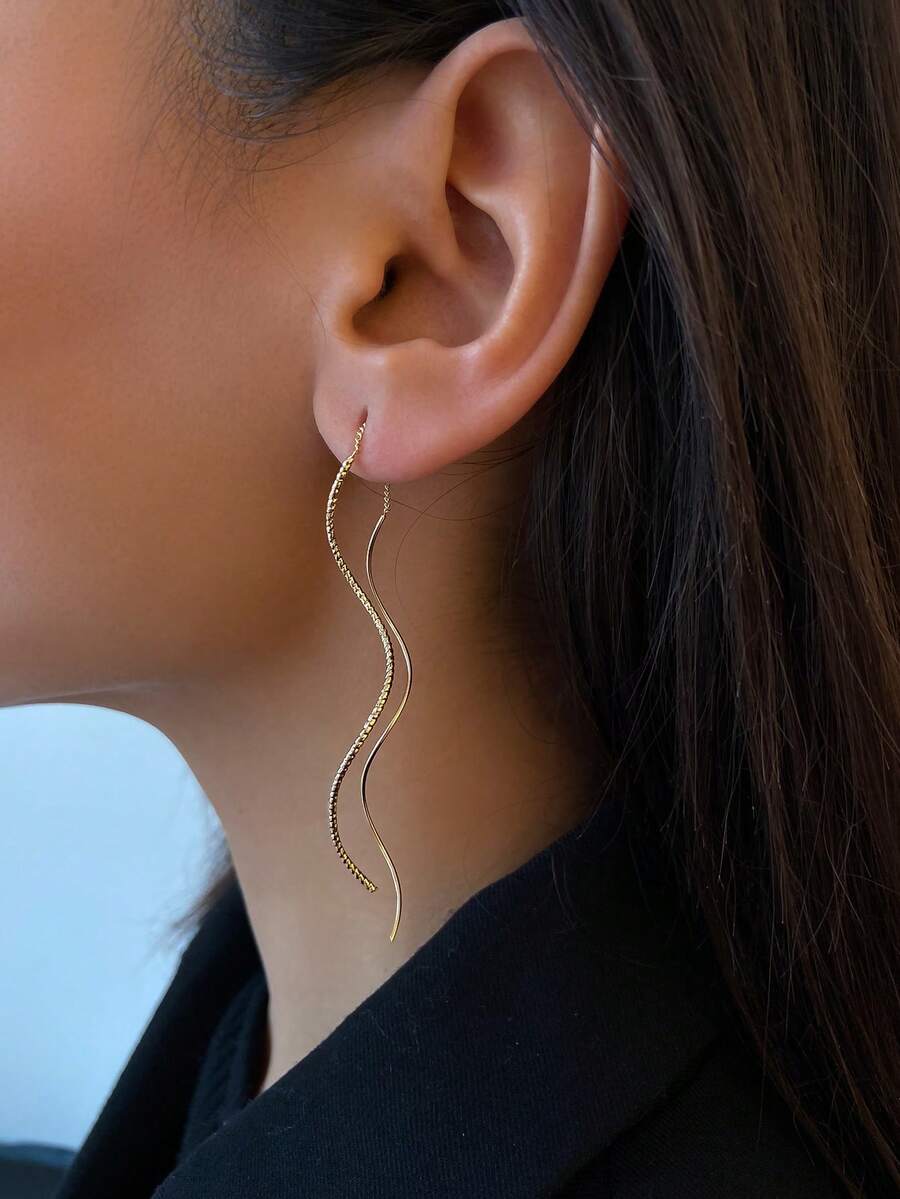 Andkiss Pendientes colgantes de aleación con diseño calado