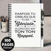 1組激勵2D封面螺旋線圈筆記本附筆，吸睛口號「PARFOIS TU OBBLIES QUE TU ES Géniale. ALORS CECI EST TON TON Rappel」，助你找回自信。100頁大容量，滿足返校、工作、學習記錄需求，亦是貼心的畢業禮物、生日禮物，適合寫日記、制定計畫！ - D - 查看 7