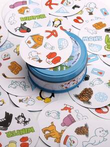 31 Penguin Symbol Pattern Matching Game Cards, Unleash Your Inner Detective Instinct And Observation Skills, Suitable For Family And Friends Fast-Paced Card Game Competition - Blue - View 5