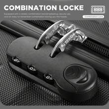 YONSLY 20 Inch Suitcase With Silent 360° Wheels Combination Lock Soft Rubber Handle Mesh Pocket Hard Shell Travel Suitcase For Vacation Daily Travel - 黑色 - 查看 3