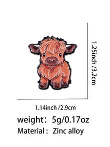 Cute Baby Highland Cow Enamel Brooch - Fluffy Animal Pin, Suitable For Backpacks And Jackets - Multicolor - View 8