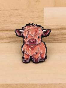 Cute Baby Highland Cow Enamel Brooch - Fluffy Animal Pin, Suitable For Backpacks And Jackets - Multicolor - View 4