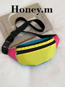 Bolso de cintura/bandolera para mujer; diseño de bloques de color unisex; adecuado para ciclismo, senderismo, actividades al aire libre y fitness. - Multicolor - Ver 2