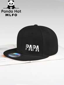 MLFO 時尚新款Papa印花平簷嘻哈帽，透氣可調節老爹帽，適合休閒日常運動戶外釣魚露營，父親節禮物生日禮物 - papa - 查看 13
