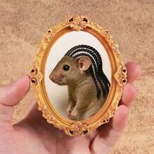 1pc Funny Wig Frog Pattern Fridge Magnet, Wooden Photo Frame Fridge Magnet, Home Decor, Interesting Gift! - one-size - View 20