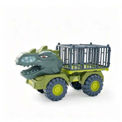 Off-Road Big Wheel Tyrannosaurus Rex Dinosaur Käfig Transportfahrzeug, PUSH&GO kraftvolle Gleitbewegung, abnehmbares Käfigfach mit abnehmbaren kleinen Dinosaurierfiguren, Eltern-Kind Rollenspiel Dinosaurier Transportspiel, exquisites Geburtstags-, Neujahrs-, Feiertagsgeschenk