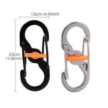 5pcs S-Shaped Mini Keychain Hooks With Lock - Suitable For Camping And Backpack Organization, Secure Key Storage Box, Multi-Function Quick Release Buckle Anti-Detachment Lock Eight-Figure Hook - Lock - View 8