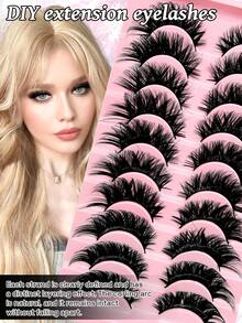10-Pair Thick Comic-Style False Lashes, Ultra-Fine And Reusable. These Are Beginner-Friendly False Lashes Suitable For Daily Wear. They Provide Long-Lasting Thickness And A Natural, Realistic Look, Creating A Charming Comic-Style Eye Makeup Style. - View 3