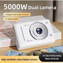 Cámara digital CCD 4K, cámara digital de alta definición, esencial para viajes, cámara compacta portátil de apuntar y disparar, confiable, adecuada para viajeros y entusiastas de la fotografía, incluye tarjeta de almacenamiento de 64GB - Ver 9