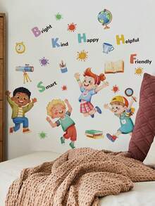 1 Inspirational Cartoon Self-Adhesive Wall Sticker, Imagination Slogan Style / Good Character English Word Style, Removable PVC Sticker For Living Room, Bedroom, Or Kindergarten Classroom DIY Wall Decoration - Wall Stickers - View 11