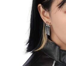 1 Pair 3-Row Open Hoop Linear Drop Earrings French Style Shiny Gold Silver Plated Triple Bar Fringe Earrings Delicate Party Jewelry For Women - Tassel - View 7