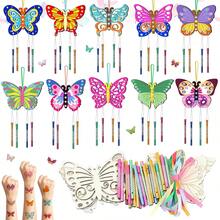 10 Sets Unfinished Wood Mandala Wind Chime DIY Craft Kits, Assembleable Hanging Wooden Wind Chimes For Home Decor, Multipurpose Handcraft Supplies - Multicolor - View 2