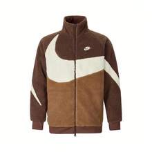 Nike Sportswear Swoosh Reversible Stand Collar Zip-Up Fleece Jacket For Men, Surprise Cocoa Color BQ6546-259 - 卡其色(雙面穿) - 查看 10