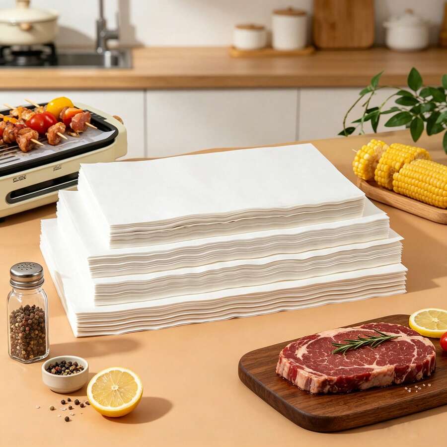 100Pcs Non-Stick Parchment Paper Sheets, 13 Inch Rectangular Greaseproof Baking Tray Liners, High Temperature Resistant Disposable Bake Paper For Oven Microwave BBQ Roasting Kitchen Baking Supplies