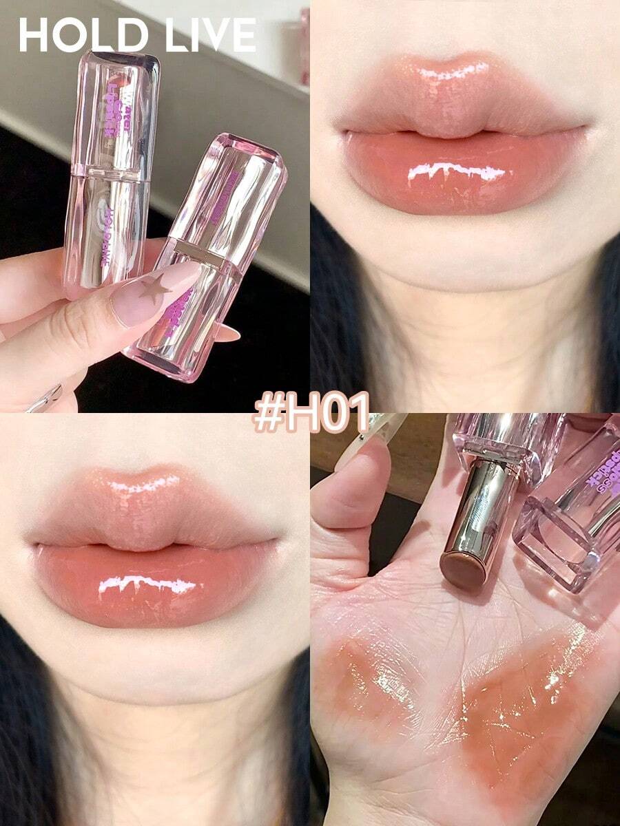 HOLD LIVE Crystal Clear Watery Glossy Solid Lip Jelly H01 Nude Apricot Water Color - Lipstik Aprikot Dingin H01 - View 1