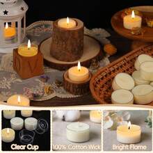 50/120 Pack Natural Unscented Soy Wax Tealight Candles, Paraffin-Free Mini Tea Lights, Up To 6 Hours Long Clean Burn Time, Bulk Multipurpose Candles Perfect For Daily Dinners, Power Outage Emergency Lighting & Table Decorations - 6Hour - View 7