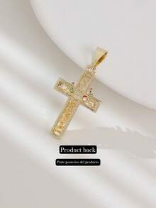 Jesus Crucifix Cross Pendant Necklace With Colorful Zirconia Gemstones Prayer, Ideal For Birthday Gift - Jesus Cross - View 7
