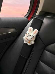 1pc Cute Glasses Bunny Car Seat Belt Cover, Plush Rabbit Auto Shoulder Pad, Sweet Car Interior Decor Kawaii Rabbit Car Seat Belt Cushion, Cartoon Bunny Auto Accessory, Lovely Car Decor Gift - Glasses Rabbit - View 13