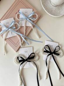 1pc Sweet Cute Bow Pearl Hair Clip, Suitable For Daily Use - Multicolor - View 1