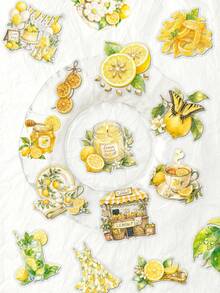 50Pcs Watercolor Lemon PET Stickers, Transparent Citrus Decals For Summer Bullet Journal, Water Bottle, Laptop & Scrapbook Decor School Supplies - 7*6*1 - View 5