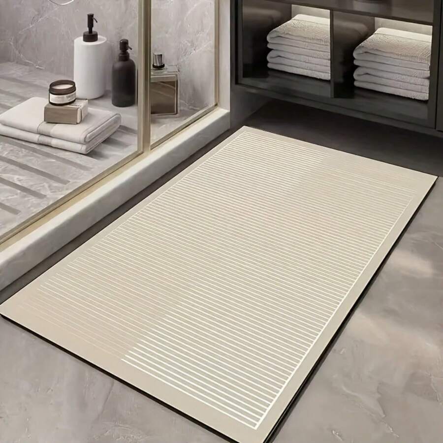 1pc Quick-Dry Thin Bathroom Mat, Bathroom Floor Rug For Bathtub And Sink, Easy To Clean - Grey - View 1