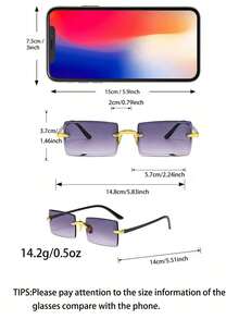 5 Pairs Rectangular Frameless Gradient Color Fashion Glasses, Minimalist Fashionable Glasses Suitable For Outdoor Travel, Parties And Gatherings - Multicolor - View 4