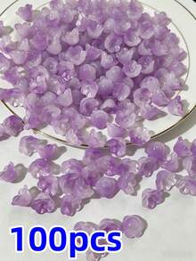100pcs 12x7.5mm Gradient Translucent Glass Lily Of The Valley Beads, Including Yellow, Green, Pink And Purple - Perfect For DIY Jewelry, Hair Clips And Home Decor Crafts - Multicolor - View 12