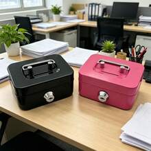 Black Metal Cash Box With Key Lock And Coin Slot, Portable Money, Cash, Jewelry Small Storage Box - View 15