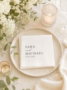 Personalized Wedding Napkins, Custom Text And Date Cocktail Napkins, Wedding Essentials - Multicolor - View 4