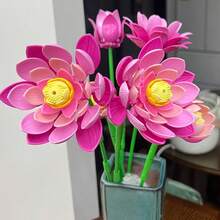 320PCS Mixed Flower Building Block Stems Lotus And Peony Brick Flower Kit Artificial Floral Decor Desk Decoration Gift - Building Block Flower - View 6
