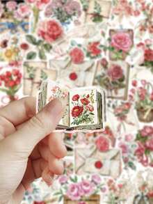 50pcs Flower & Letter Stickers For Scrapbooking, Journal, Photo Album, Phone Case, Planner, Guitar, Skateboard, Violin School Supplies - Flowers and Letters - View 4