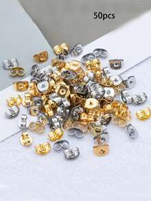 Stainless Steel Earring Backs - 10/50/100pcs, 4.5x6mm, Secure Closure, Suitable For DIY Jewelry Making And Repair - Multicolor - View 16