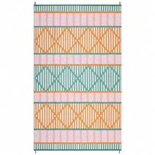 Soonbuy Reversible Plastic Straw Outdoor Rug Waterproof Foldable Washable Leaves Geometry Woven Area Rug For Patio RV Camping Beach Backyard - Orange/Green/Pink/White- 8*10ft - View 1