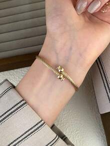 1件正方形金色手鐲女款石英手錶，簡約時尚優雅，適合日常佩戴，節日禮物的最佳選擇 - 金色 - 查看 6