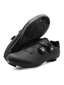 新款男士自行車運動鞋公路自行車鞋素色公路單車運動鞋男女通用室內自行車鞋 - 純黑 - 查看 21