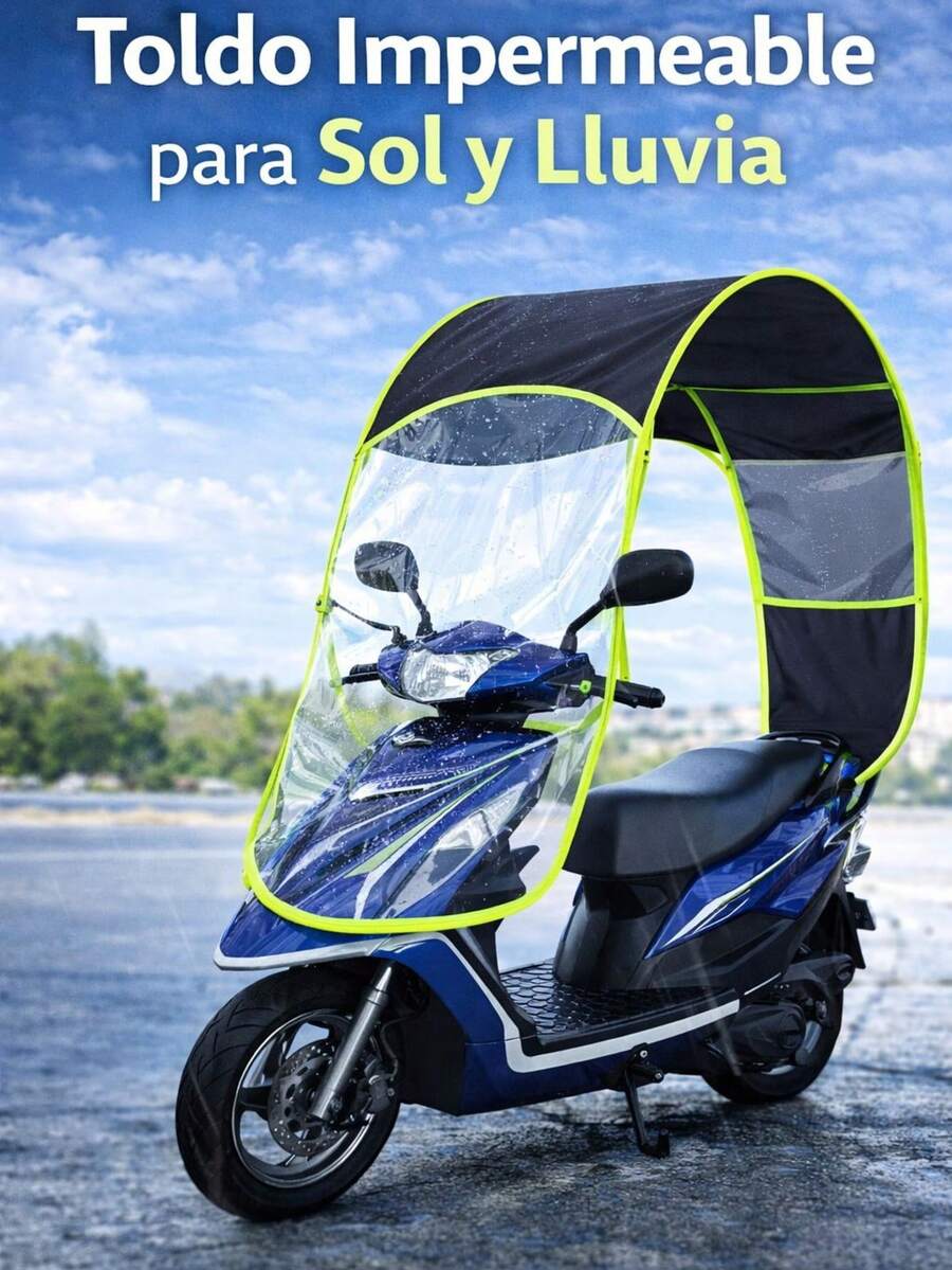 Waterproof Motorcycle Awning | Sun And Rain Protector With Transparent Cover And Durable Design - Black - View 1