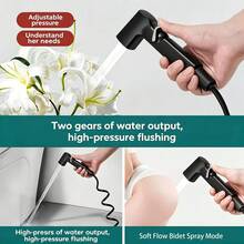 Portable High-Pressure Shower Head, One-Handed Operation Handheld Sprayer, Durable Black Coating, Suitable For Personal Hygiene And Cleaning, Without Hose And Bracket - Spray Gun - View 6