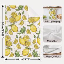 2 PIEZAS Toallas de cocina rectangulares de microfibra de 40*60cm con estampado de patrón de limones a rayas verdes frescas, estilo moderno pastoral de granja, paños de cocina, manteles, toallas de mano, decoración de cocina, decoración del hogar, regalo de inauguración de casa para vecinos, perfecto para uso en cocina y baño, ideal para amas de casa y regalos de reuniones familiares, alta relación costo-beneficio, esencial para el hogar - Dorado - Ver 3