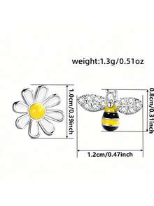 1 Pair Cute Flower & Bee Stud Earrings, Designed For Women, Suitable For Wedding, Engagement, Anniversary Party, Valentine's Day Gift - 1# - View 6