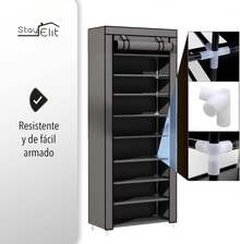 HOMEASY - Minimalist Shoe Rack Closet Multifunctional Assembled Organizer/Shoe Storage (Gray, 9 Tiers) This Assembleable Shoe Rack Is Gray In Color - Black - View 11