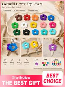 50pcs/30pcs/18pcs/12pcs/6pcs/1pc Colorful Flower-Shaped Key Caps, Made Of Soft And Vibrant Silicone, Cute And Fashionable, Easy To Install, Suitable For Various Keys, Perfect Holiday Gift, Back To School, Random Colors - Multicolor - View 8