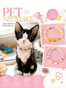 Fashionable Colorful Beaded Pet Necklace, Fits Neck Circumference 15-35cm, Cat & Dog Collar - Multicolor - View 6