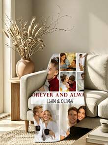 1件客製化照片毯，個性化照片毯，個性化照片紀念毯，毯子可用於床上/沙發/室內/室外，客製化聖誕禮物，朋友禮物，家庭禮物，生日禮物，婚禮禮物，給朋友的禮物，給她的禮物，給女朋友的禮物，給父母的禮物 - 款式6 - 查看 3