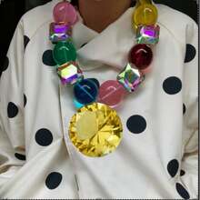 2026 Style Diverse Creative Hip-Hop Resin Crystal Pendant Necklace Women's Multi-Layer Exaggerated Necklace Fashion Jewelry Gift - Pearl - View 6