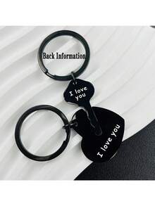 Llavero de regalo para pareja Mi amor exclusivo Pieza de rompecabezas Llavero con forma de corazón Él es loco Ella es excéntrica Regalo del Día de San Valentín para él Novio - Negro - Ver 4