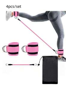 1set Fitness Resistance Band With Ankle Strap, Gym Ankle Weight Leg Trainer, Hip Trainer, Fitness Ankle Strap - Multicolor - View 6