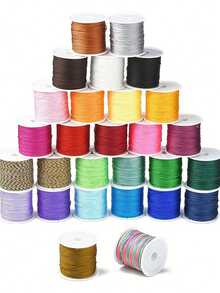 Hilo de nailon multicolor de 0.8mm, 1 rollo de aproximadamente 45 metros, material para ensartar cuentas DIY, adecuado para pulseras de nudos chinos, collares - Multicolor - Ver 8