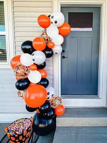 25pcs Black And Orange Halloween Balloon Set, 12 Inch Colorful Confetti Latex Balloons, Suitable For Halloween Celebrations, Trick Or Treat Parties, Ghost Party Decorations - Multicolor - View 5