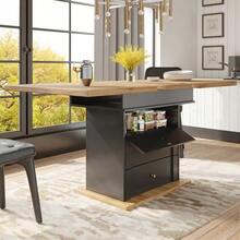 Telescopic Dining Table (110-140 X 80 Cm), Folding Kitchen Table For 4 To 6 People, Extendable Table, Space-Saving Table, For Kitchen And Living Room, Minimalist Design With Cupboard Doors, Black - 黑色 - 查看 3
