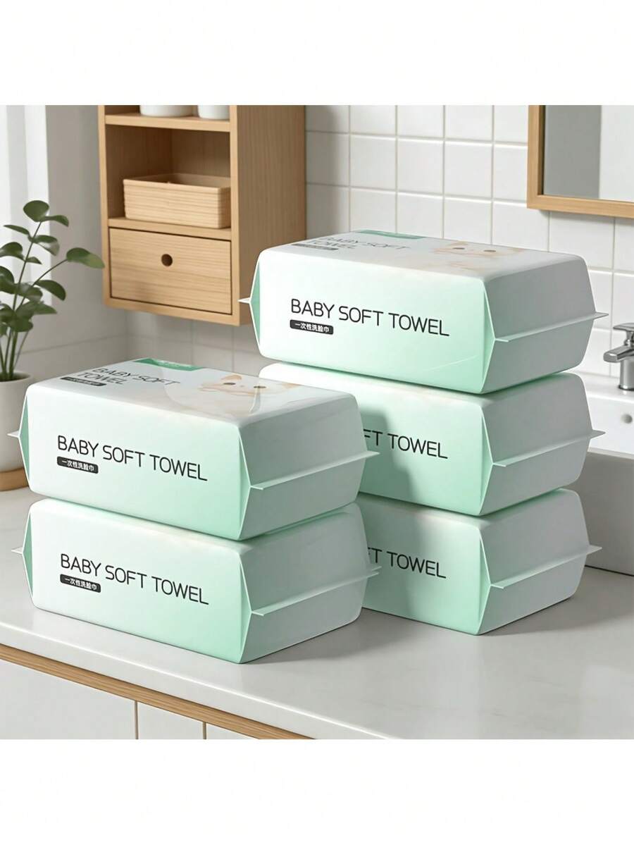 110pcs, Cloths & Towelettes, Disposable Facial Wipes, Soft & Skin-Friendly, Dry & Wet Use, Suitable For Hand & Face Cleaning, Makeup, Makeup Removal, Sweat Absorption, Oil Absorption, High Quality, Extra Large & Thick, Strong Water Absorption, For Home, Outdoor, Office - Multicolor - View 1